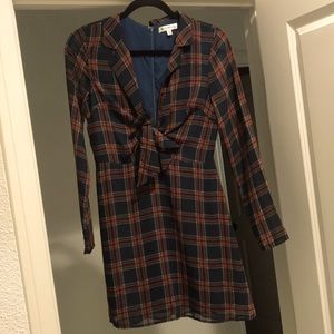 Checkered long sleeve dress